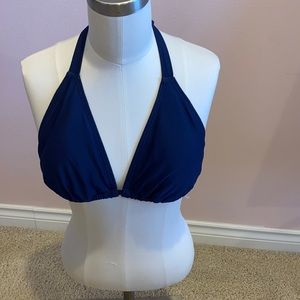Navy blue triangle string bikini top